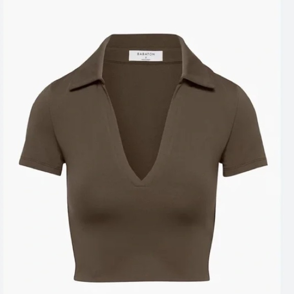 Babaton Contour Polo T-shirt in rich mocha brown